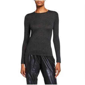 NWT Neiman Marcus Cashmere Sweater Womens Medium Charcoal Crew Neck Long Sleeve